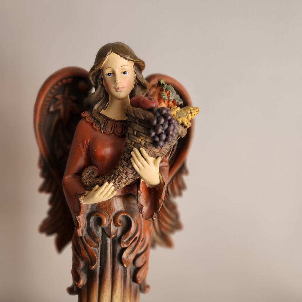 Melrose International Angel Figurine Holding basket of fruit 16" T
